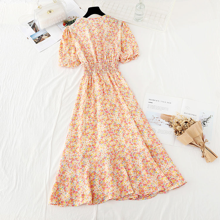 The new waist is slim, gentle, French retro skirt  4656