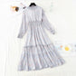 Long sleeved floral dress with slim waist  4713