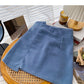 High waist irregular tweed skirt sweet solid color  5354