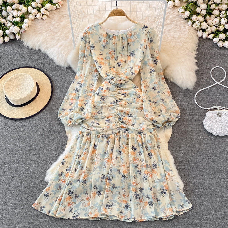 French light cooked round neck fishtail dress  3770