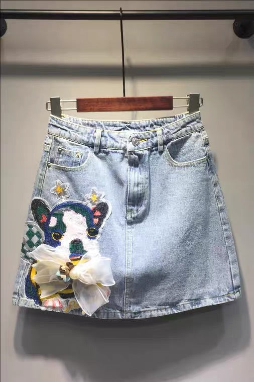 Jeansrock mit hoher Taille, neuer Stil, große Größe, schick, vielseitig, Rock in A-Linie 3559 