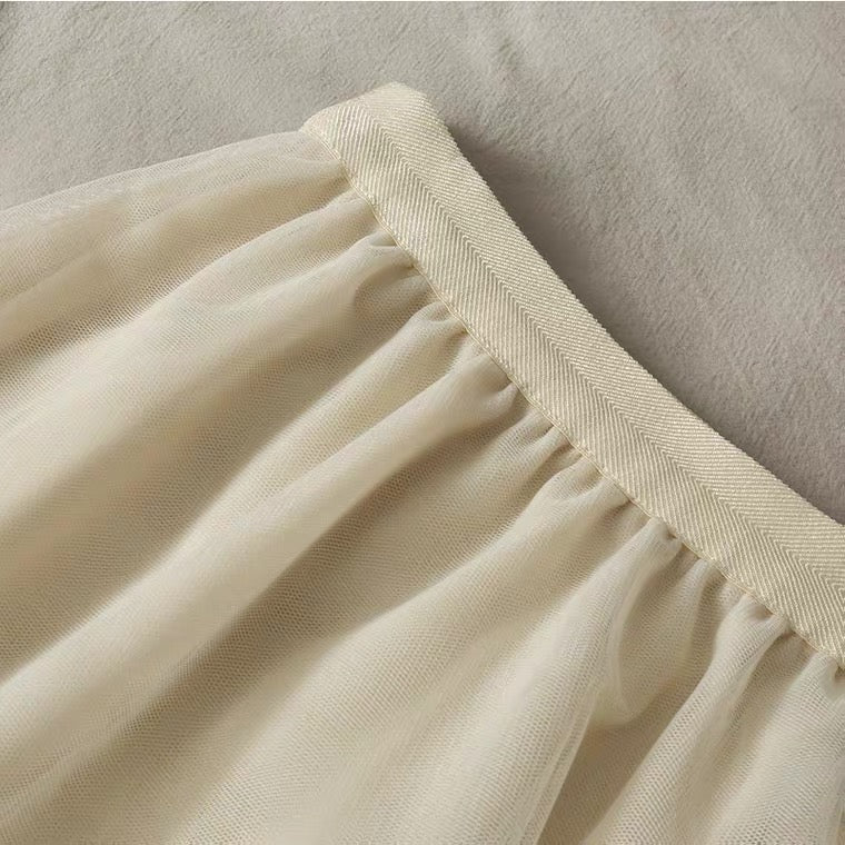 Sweet wind, embroidered medium length, high waist lace skirt  3617