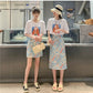 Oil painting broken flower skirt, summer, thin bodycon skirt,high waist midi skirt  3555