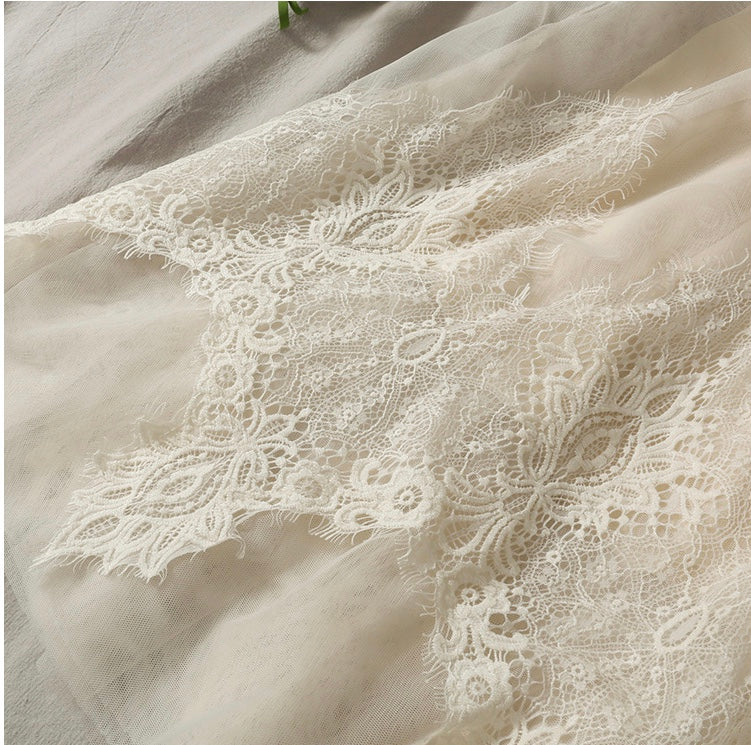 Sweet wind, embroidered medium length, high waist lace skirt  3617