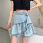 Sweet cool skirt , little skirt, versatile flounces, fashion denim skirt  3553