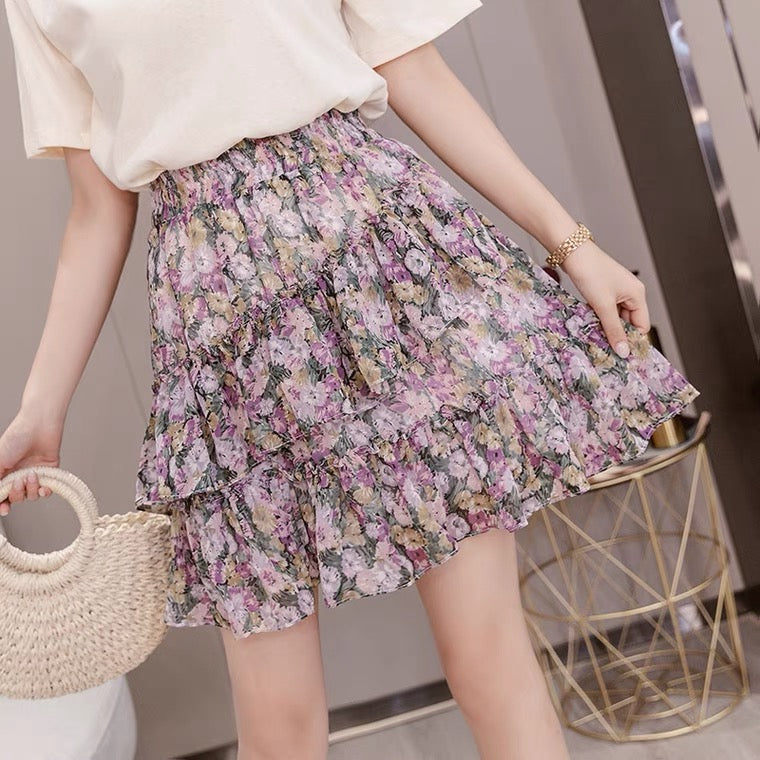Blumenrock, Landhausstil, Ölgemälde kleiner frischer Chiffon-Kuchenrock 3547