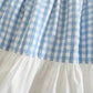 Light blue plaid flounces A-line skirt, summer, high waisted skirt for students  3575