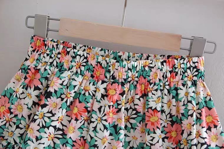 Spring and summer floral skirt, high waist A-line umbrella skirt , safety bouffant skirt  3587