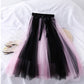 Super fairy, bow tie, high waist slim mesh bouffant skirt, color matching medium length skirt  3601