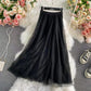 Nailbead tulle skirt, autumn and winter, new style, high waist, medium length, versatile, A-line super fairy skirt  3526
