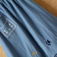 Frühling und Sommer, neu, Jeansrock, niedliche Katzenstickerei, mittellanger Rock mit hoher Taille und großem Schwung, Rock in A-Linie 3611
