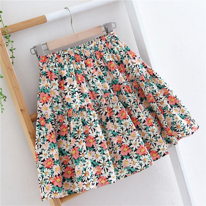 Spring and summer floral skirt, high waist A-line umbrella skirt , safety bouffant skirt  3587