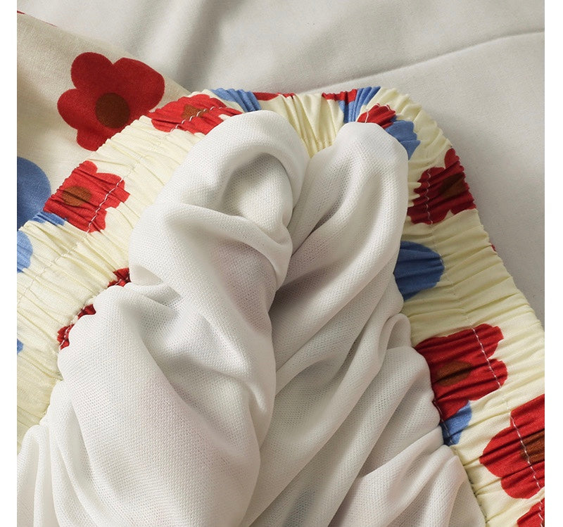 Patchwork-Rock in A-Linie mit hoher Taille, bedruckter Tupfenrock 3597 