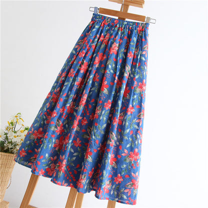 New, fresh, floral skirt, soft and flowing, pleated midi skirt  3577