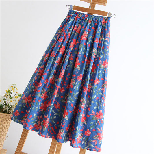 New, fresh, floral skirt, soft and flowing, pleated midi skirt  3577