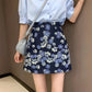 Flower denim skirt, new style, high waist bodycon skirt, A-line skirt  3556