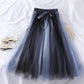 Super fairy, bow tie, high waist slim mesh bouffant skirt, color matching medium length skirt  3601