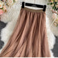 Nailbead tulle skirt, autumn and winter, new style, high waist, medium length, versatile, A-line super fairy skirt  3526